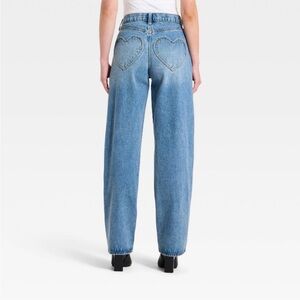 Universal Thread Light Blue Heart-Detail Straight Leg Jeans